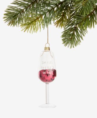 Holiday Lane - Burgundy Sequin Wine Glass Ornament