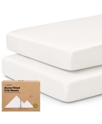 2pk Aereo Fitted Crib Sheets for Boys, Girls, 52x28 Standard Baby Crib Mattress Sheets, Bamboo Viscose Cotton