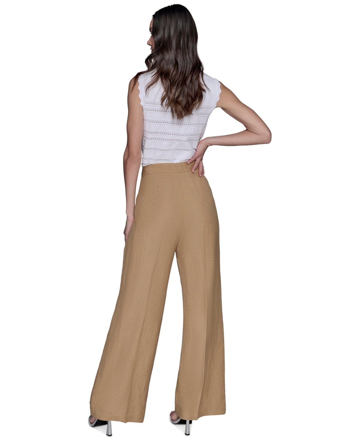 Karl Lagerfeld Women's Linen-blend Sailor Pants In Nude