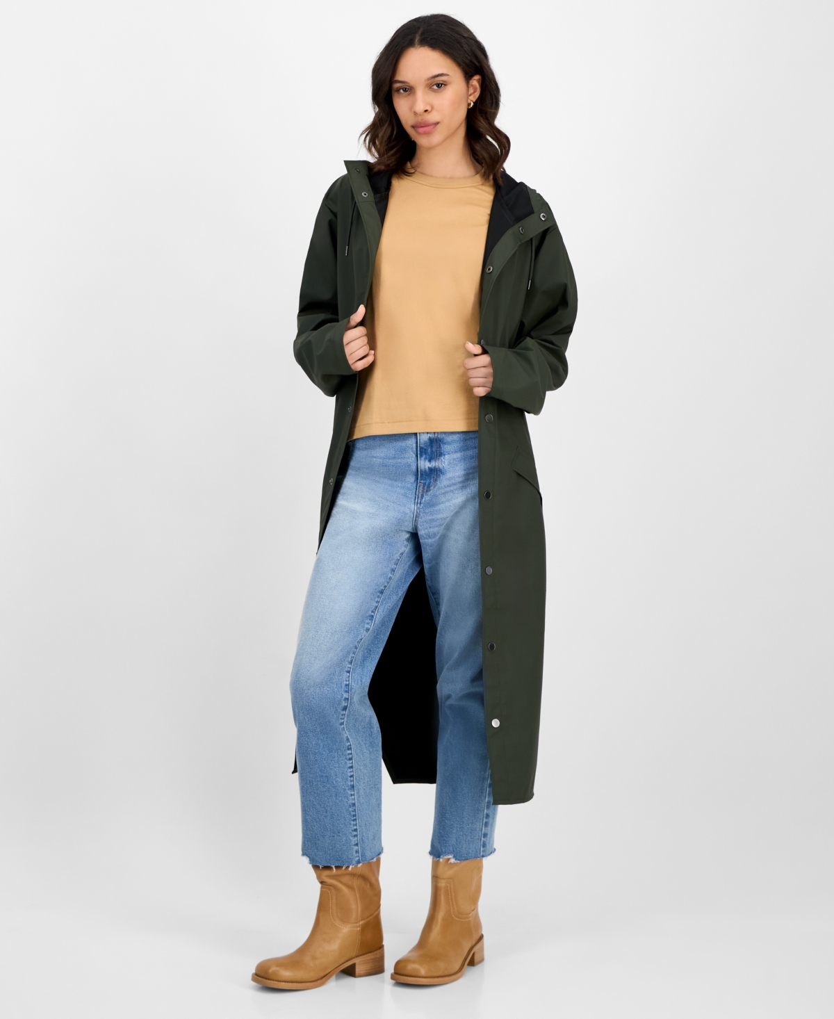 Rains Women's Snap-front Waterproof Maxi Raincoat In Green