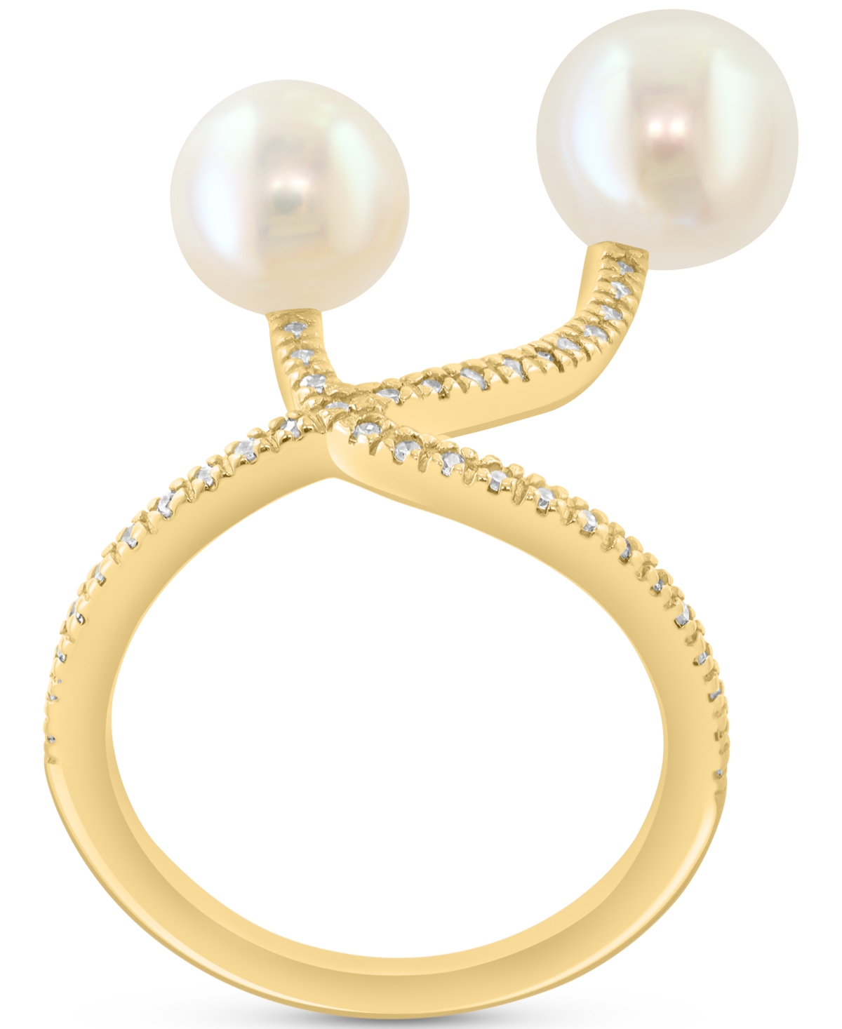 Effy Collection Effy Cultured Freshwater Pearl (7-8mm) & Diamond Accent Sculptural Statement Ring In 14k Yellow Gold In Gold