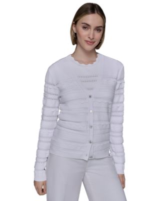 KARL LAGERFELD PARIS - Women's Scalloped-Trim Cardigan