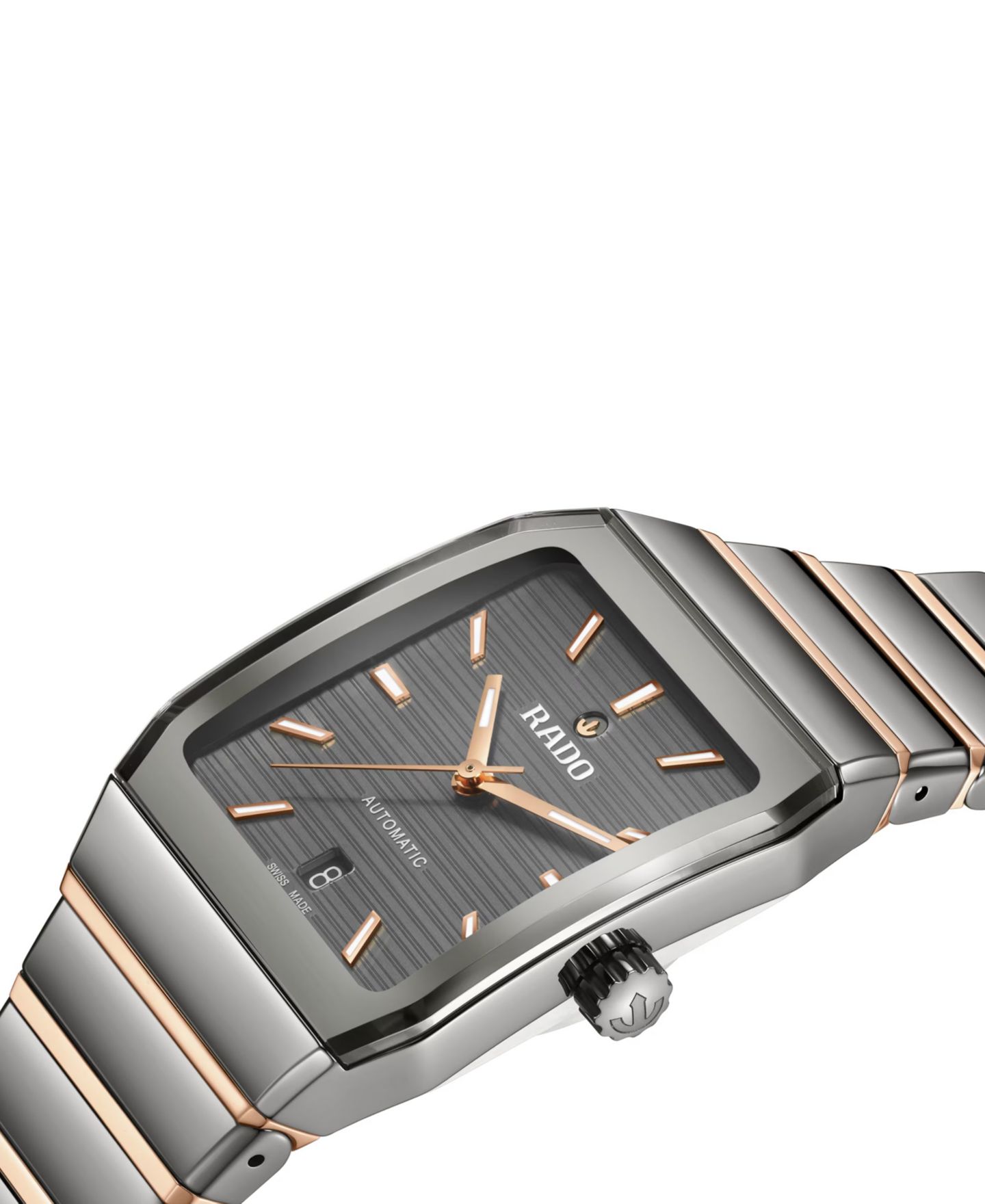 Часы Rado Unisex Swiss Automatic Anatom Rose Gold PVD Stainless Steel & Gray Ceramic Bracelet Watch 33mm — фото 2