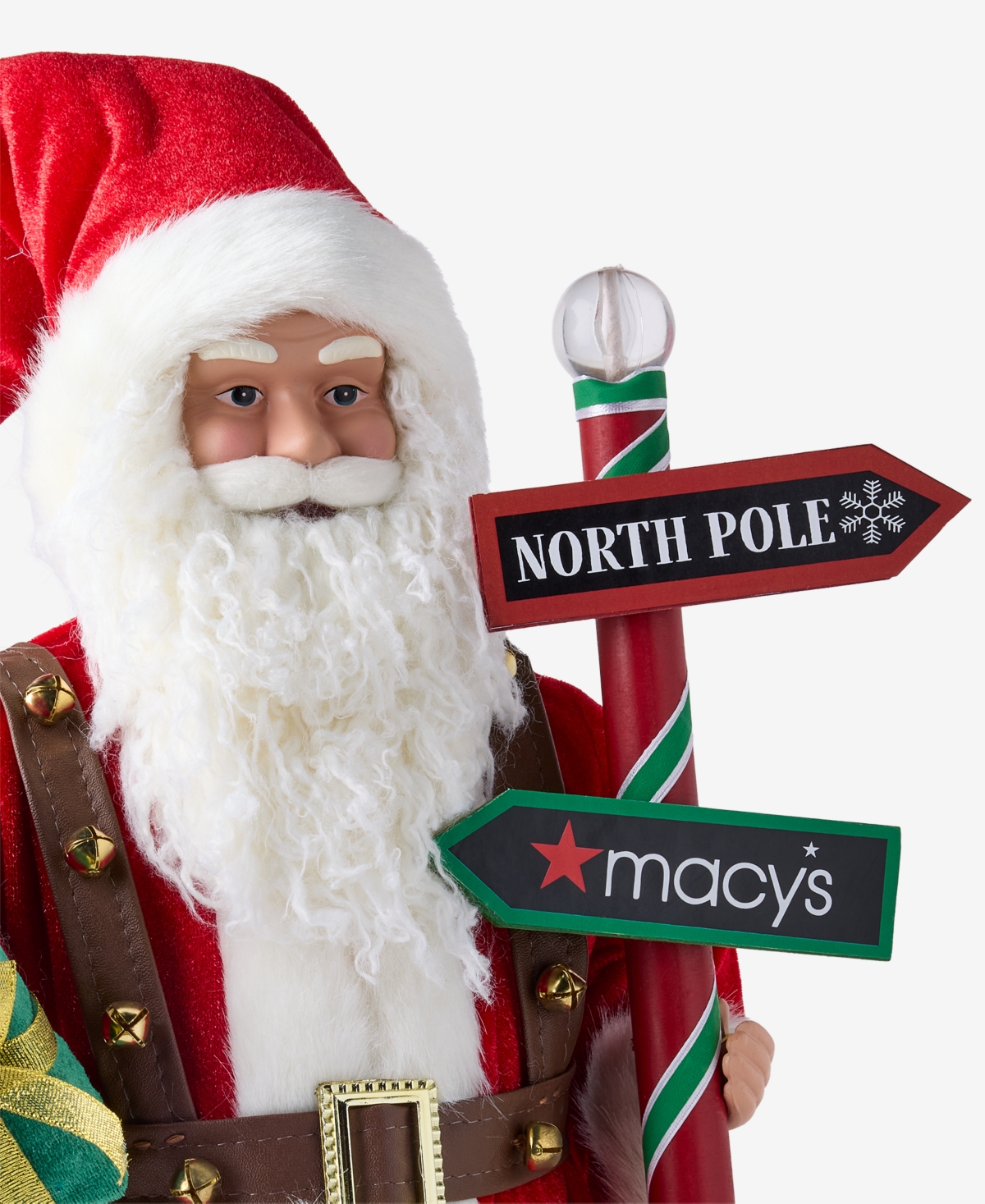 Holiday Lane Heritage Caucasian Santa With Sign Post, Macy's Exclusive