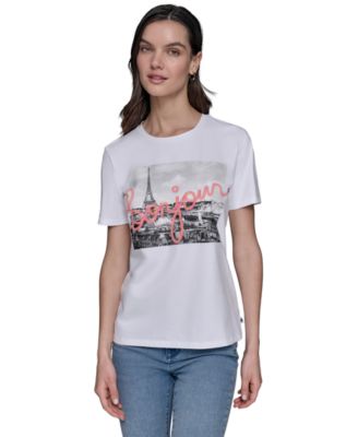 Womens Bonjour Paris Graphic T Shirt Xs P Xl