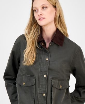 Juniors' Corduroy-Collar Barn Jacket