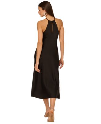 Women's Stretch Satin Midi Dress