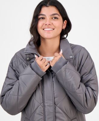 Juniors' Shawl-Collar Quilted Coat