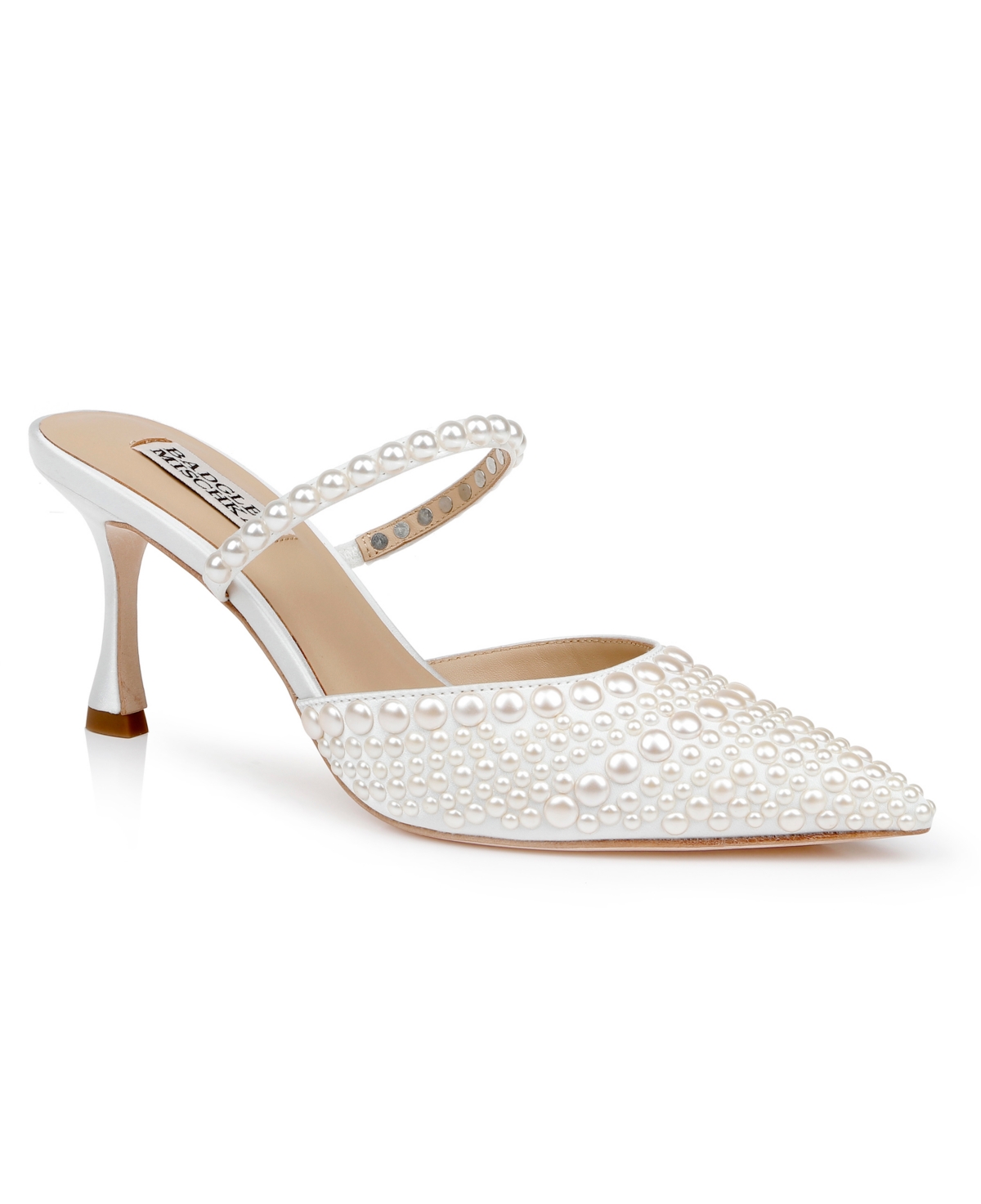 Women's Duchess Pointed Toe Dress Mules - White Satin