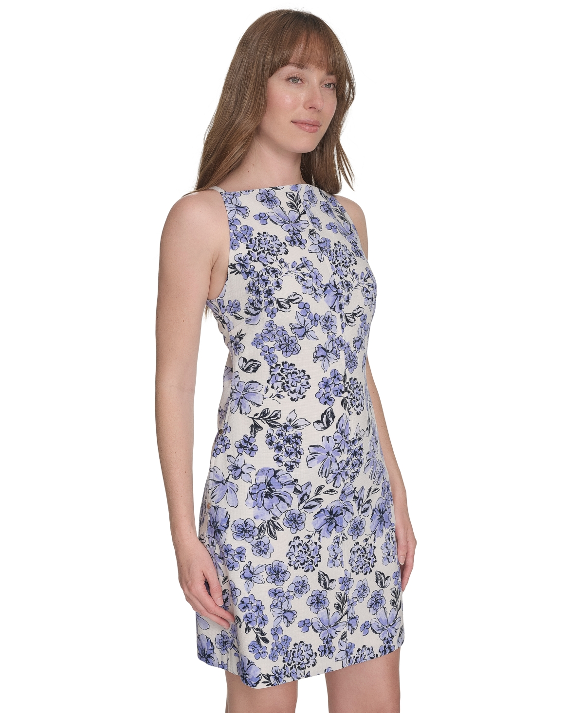 Tommy Hilfiger Women's Helena Square-neck Floral Hopsack Sheath Dress