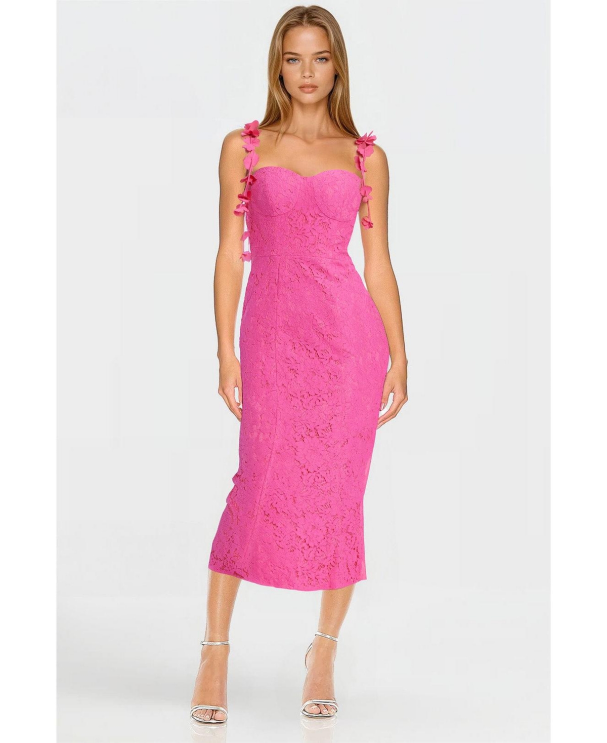 Women's The Zoe Lace Flower Strap Cocktail Dress - Fuchsia