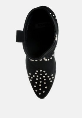 Womens Hira Studs Embellished Cowboy Boots