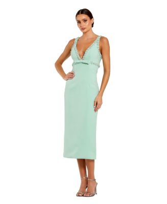 【Mac Duggal】Bow Strap Crepe Fitted Midi Dress 関税送料込 Mac Duggal Women's Bow Strap Crepe Fitted Midi Dress - Macy's