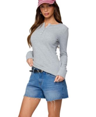 Women's Helaine Waffle Henley T Shirt