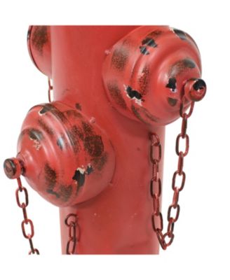 Metal Fire Hydrant Outdoor Garden Statue Decor with Red Finish