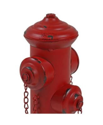 Metal Fire Hydrant Outdoor Garden Statue Decor with Red Finish