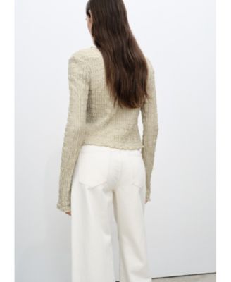 Women's Cotton Texture Ties Cardigan Sweater