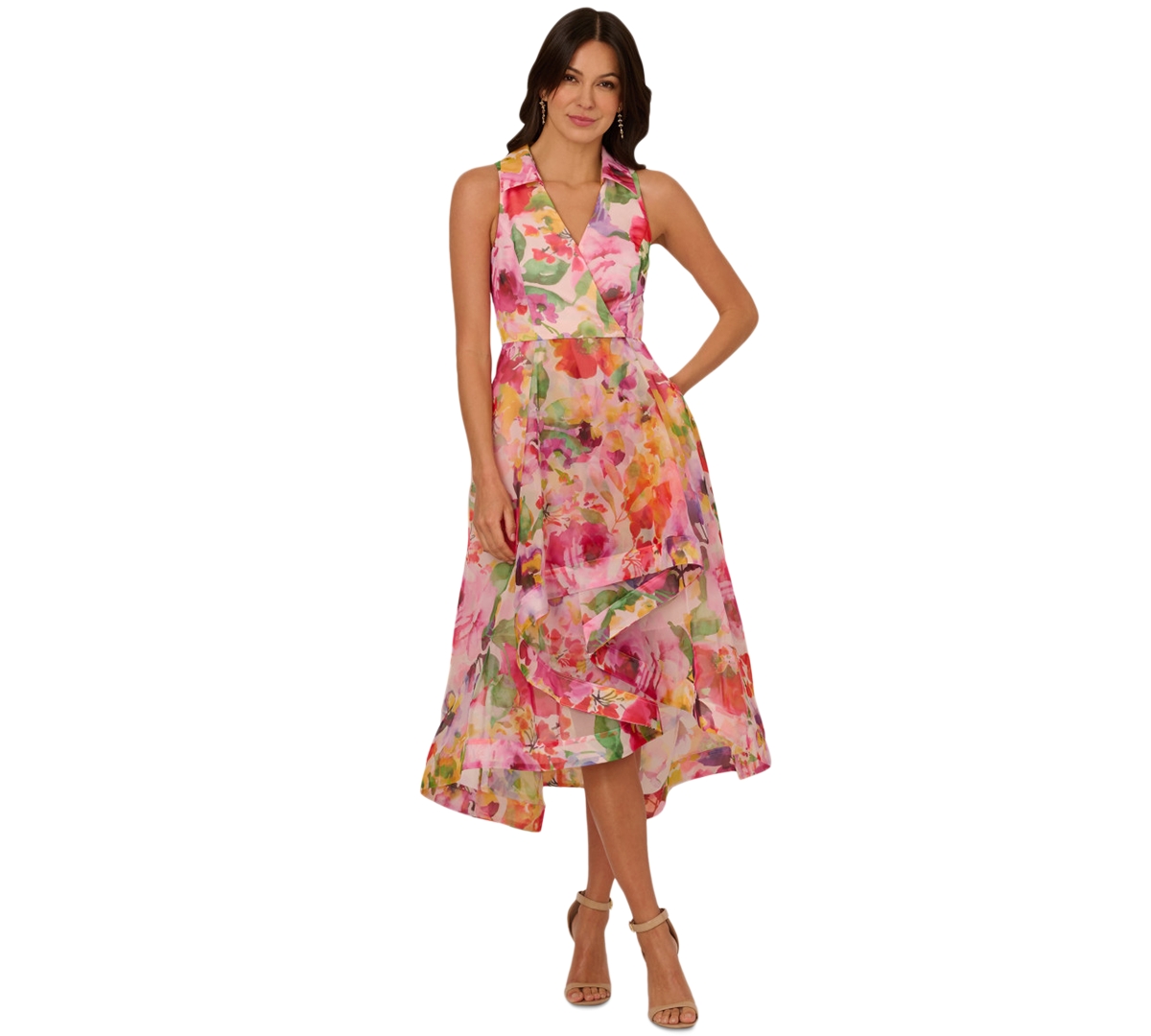 Shop Adrianna Papell Women's Floral-print High-low Dress
