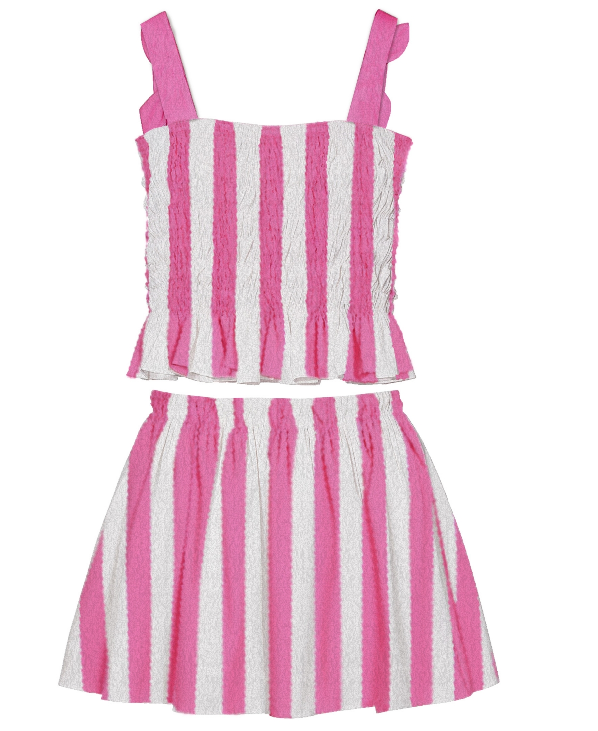 Disney Toddler And Little Girls 2-piece Stitch Embroidered Stripe Top And Skirt Set