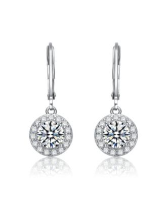 Elegant Halo Drop Dangle Leaver back Earrings