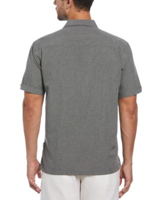 Men's Geo Embroidered Panel Chambray Shirt