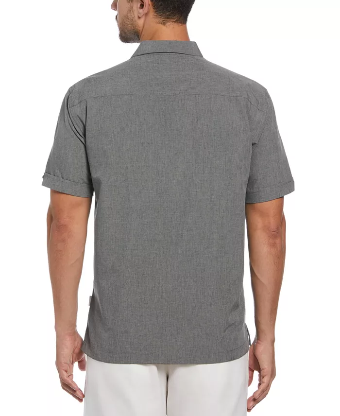 Men's Geo Embroidered Panel Chambray Shirt - thumbnail 2