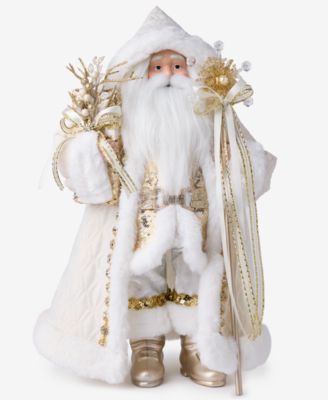 Holiday Lane - Opulence Caucasian Santa With White Faux-Fur Robes