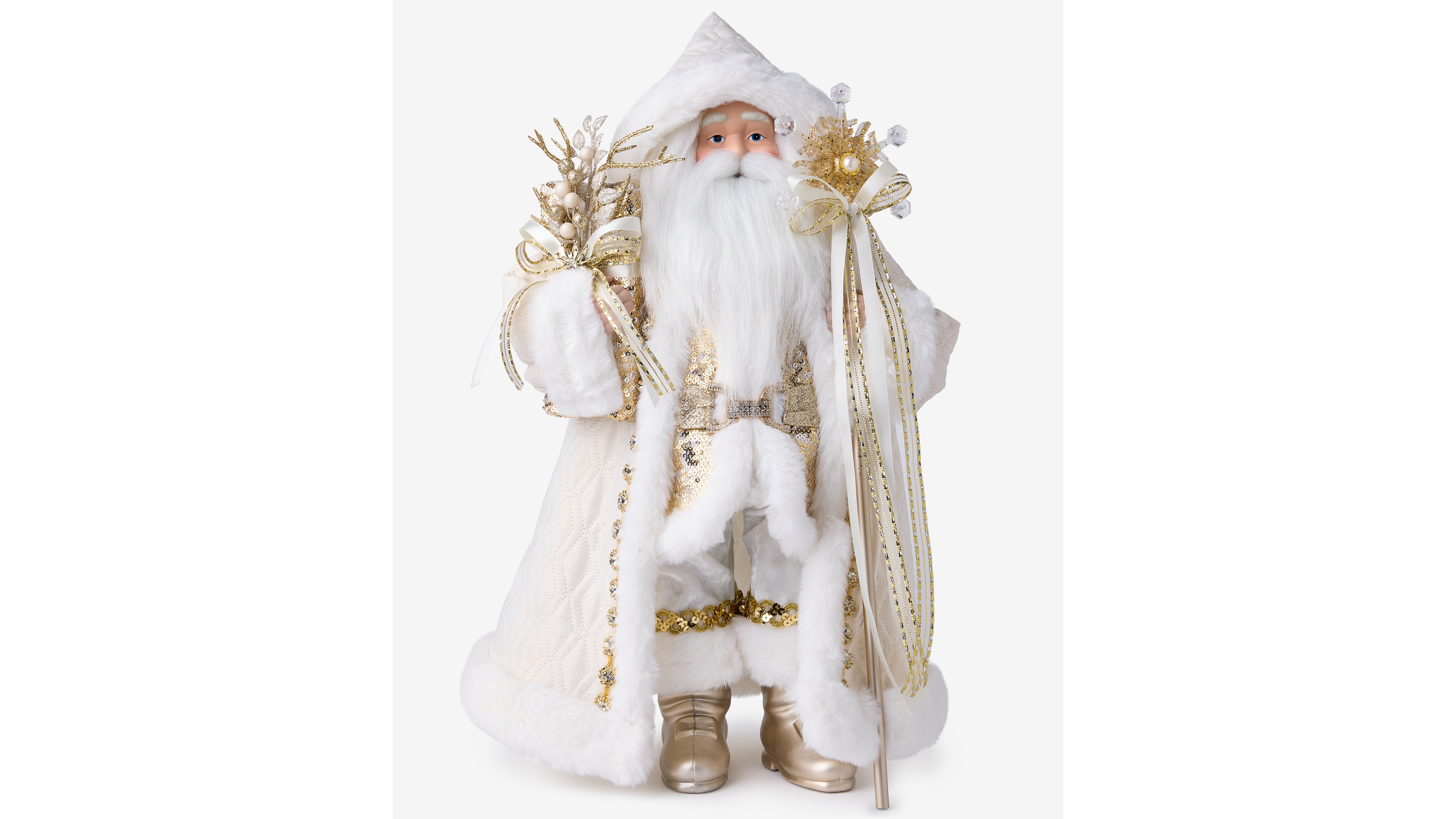 Holiday Lane Opulence Caucasian Santa With White Faux-Fur Robes, Macy's Exclusive