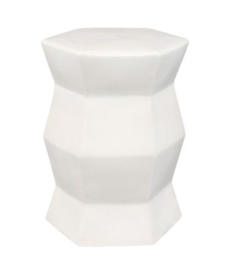 Moderno Geometric Ceramic Decorative Garden Stool - 17.25" - White