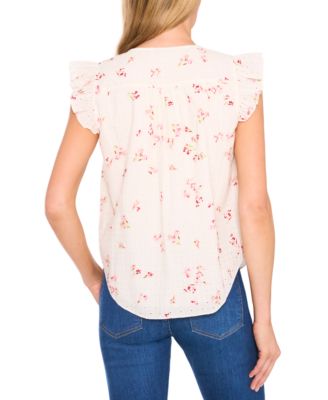 Женская хлопчатобумажная блузка CeCe с застежкой-молнией и принтом CeCe