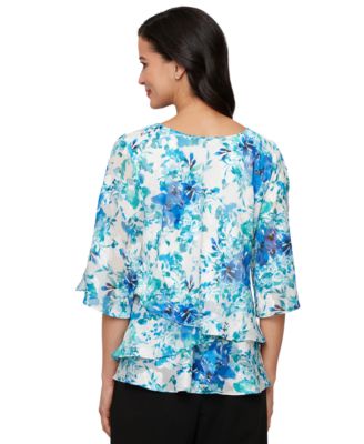 Женская шифоновая выгоревшая блузка Alex Evenings с принтом в виде тюльпана на подоле