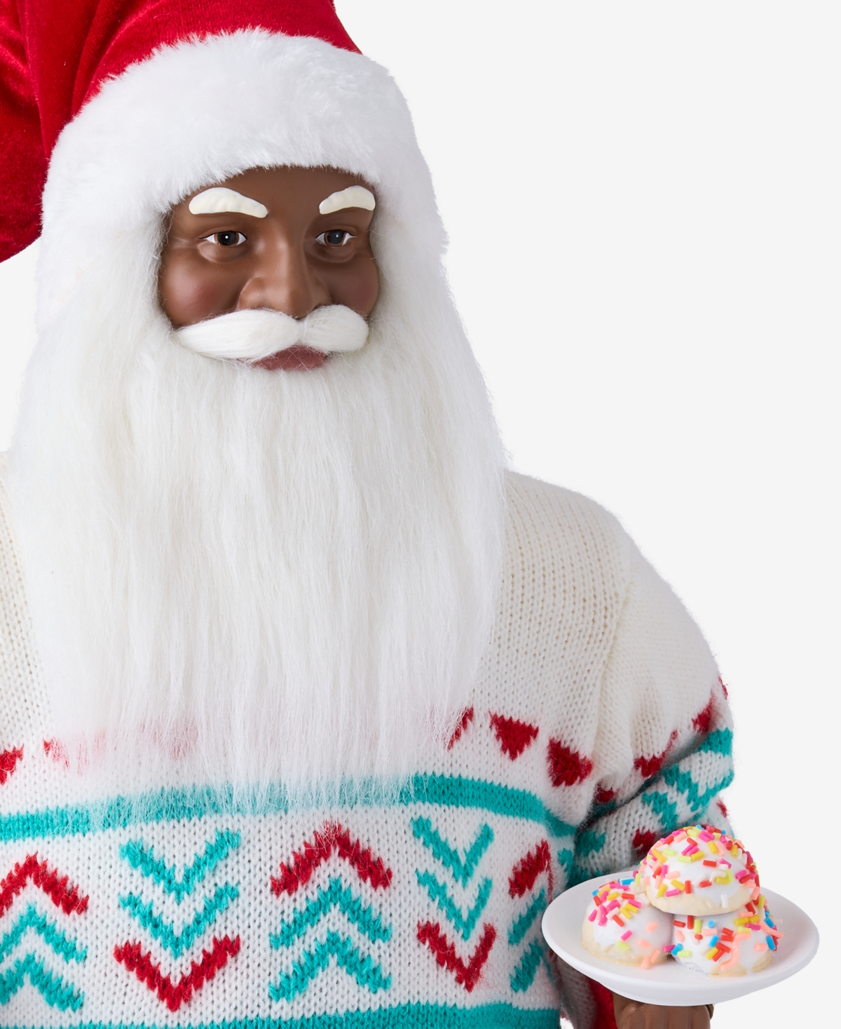Holiday Lane Whimsy African American Santa In Sweater With Coffee, Macy's Exclusive