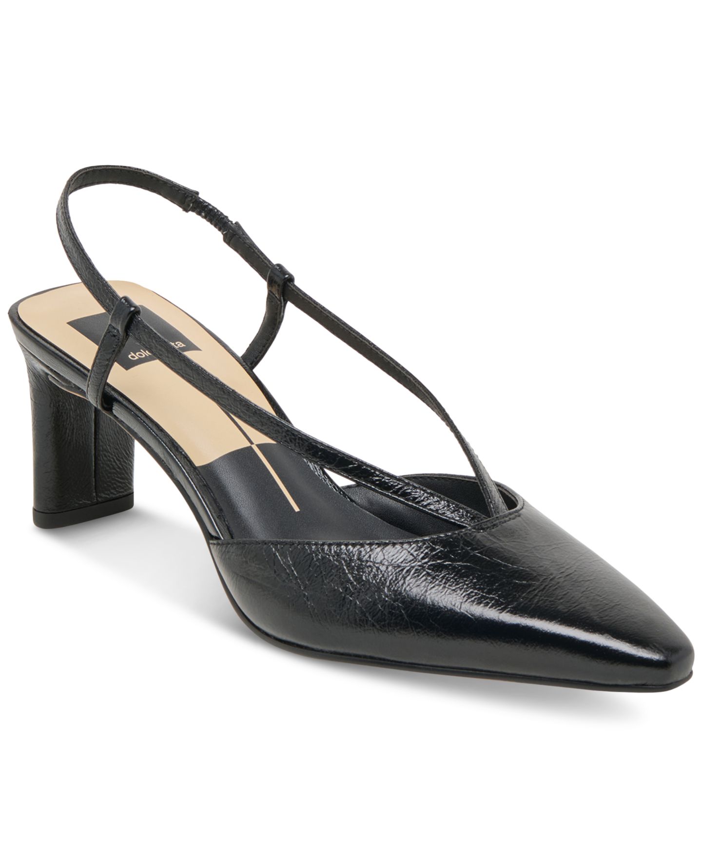 Женские туфли Dolce Vita Ginay Pointed-Toe Slingback Blade-Heel, цвет: Чёрный кожаный — фото 1