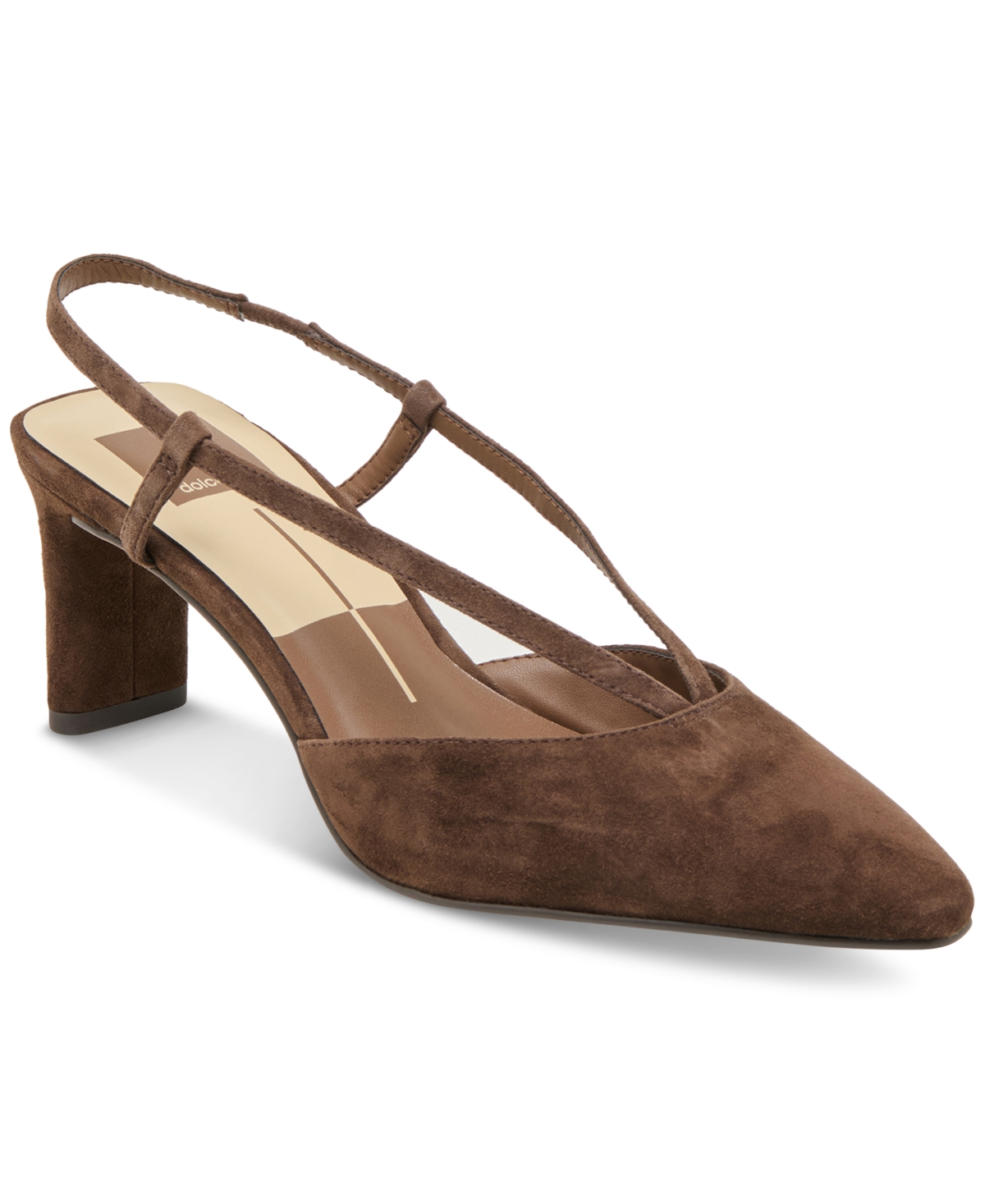 Women's Ginay Pointed-Toe Slingback Blade-Heel Pumps - Dark Brown Suede