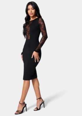 Women's Lace Inset Midi Dress