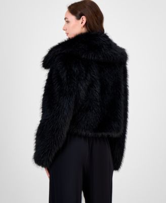 Juniors' Cropped Faux-Fur Coat