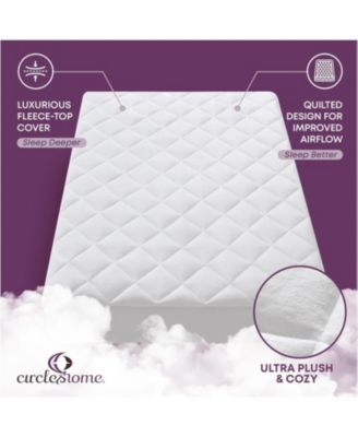 CIRCLESHOME Double Puff Microfiber Fleece Mattress Pad White