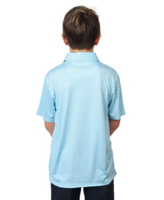 Boys Seafoam Geo Floral Performance Polo Shirt by