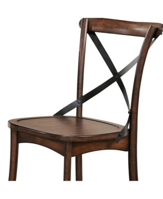 Set of Two Wood Cross Back Dining Chairs for Living Room or Kitchen Use