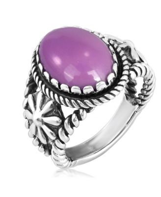 Sterling Silver Phosphosiderite Concha Flower Ring, Size 9