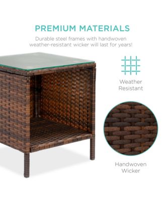 3-Piece Outdoor Wicker Conversation Patio Bistro Set, w/ 2 Chairs, Table