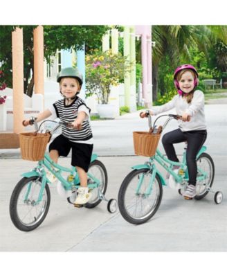 16/18 Inch Kids Bike with Training Wheels, 2 Brake System, and Adjustable Seat for Ages 4-8