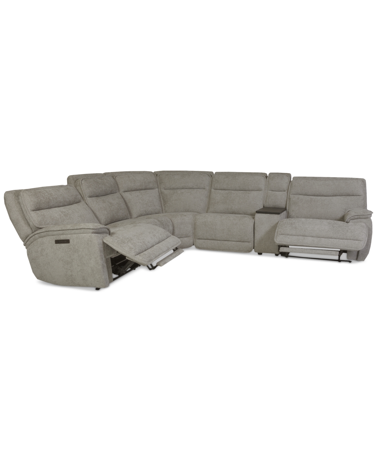 Macy's Ozryn 6-pc. Fabric Sectional With Console And 2 Power Motion Chairs, Exclusively At  In Gray