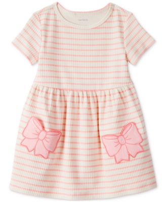Carter's - Toddler Girls Bows Striped Short-Sleeve Dress