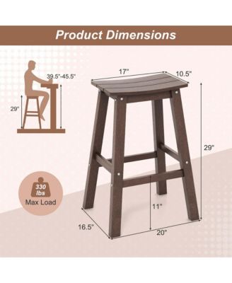 29" Patio Bar Stool Set of 2 with Curved Seat & Footrests for Backyard Outdoor