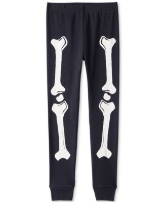 Adult Glow Halloween Skeleton 100% Snug-Fit Cotton Pajamas, 2 Piece Set