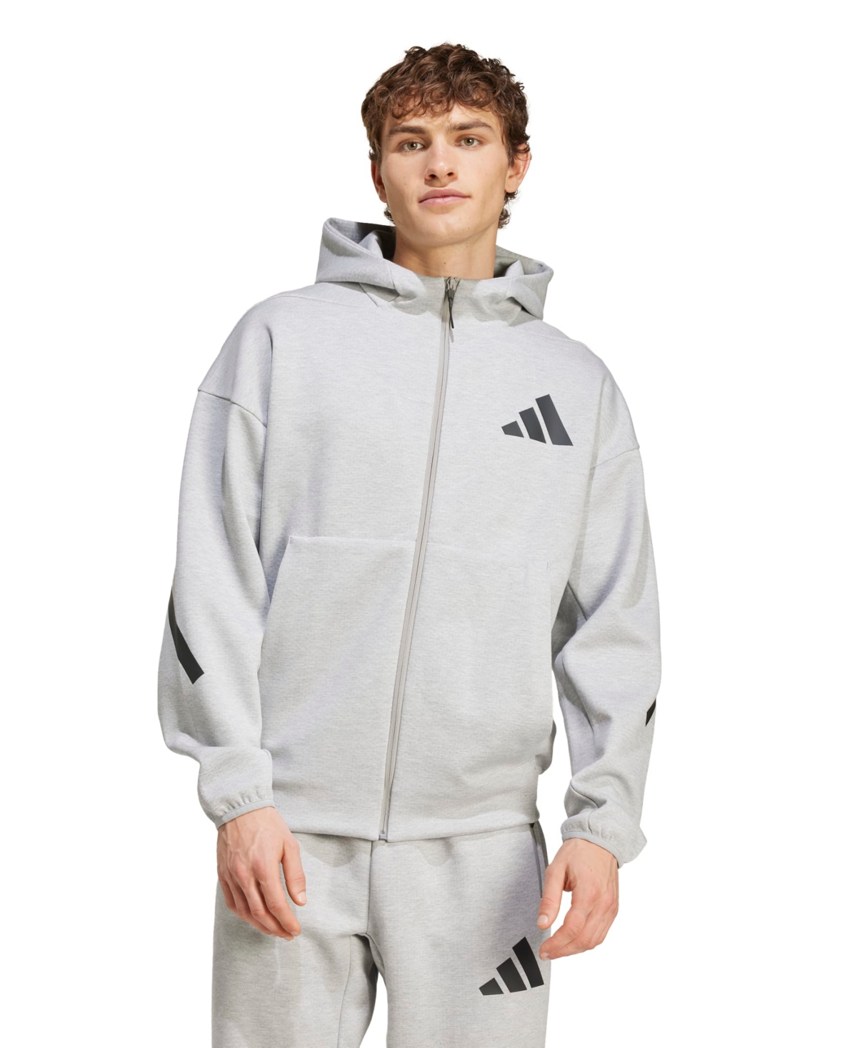 Men's Full Zip Hooded Sweatshirt - Gray heather