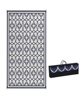 9' x 18' Plastic Lantern-Pattern Outdoor Floor Mat Rug