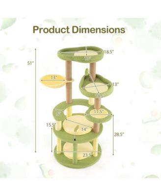Multi-Level Avocado-Themed Cat Tree with Wide Perch & Rotatable Basket Fun & Cozy Cat Tower