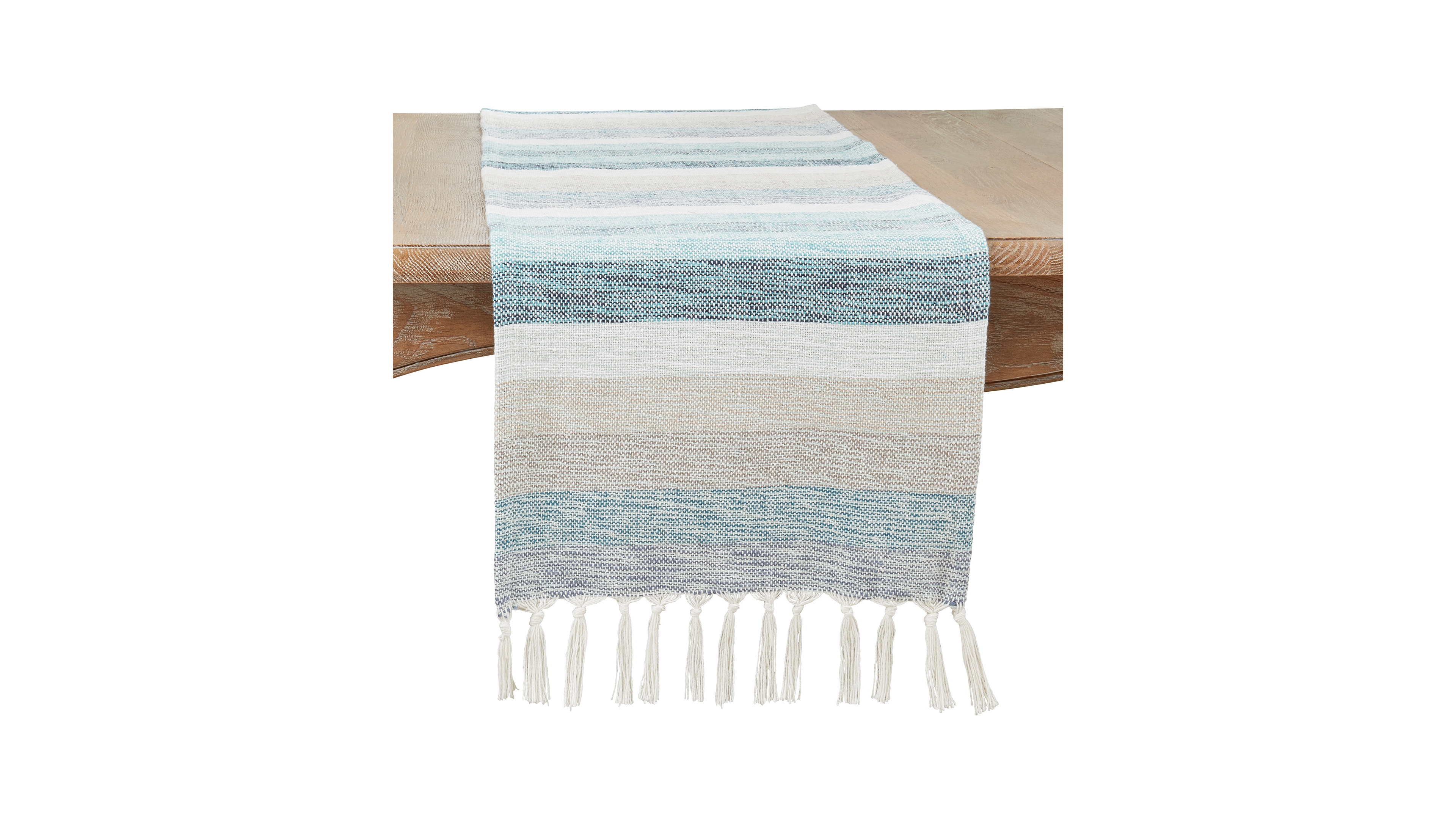 Saro Lifestyle Fringed Stripe Table Runner, 16" x 108"